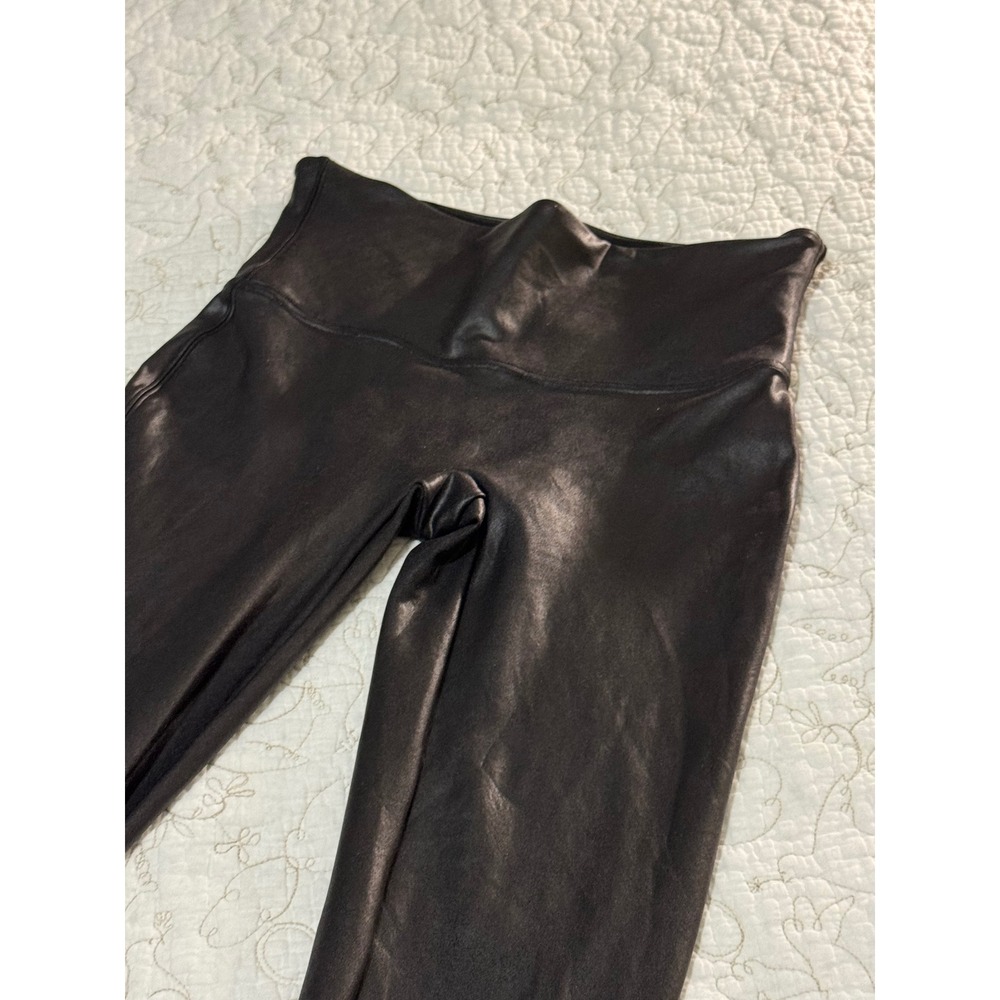 SPANX Faux Leather Leggings Womens L/G Black High Waisted Legging Large
